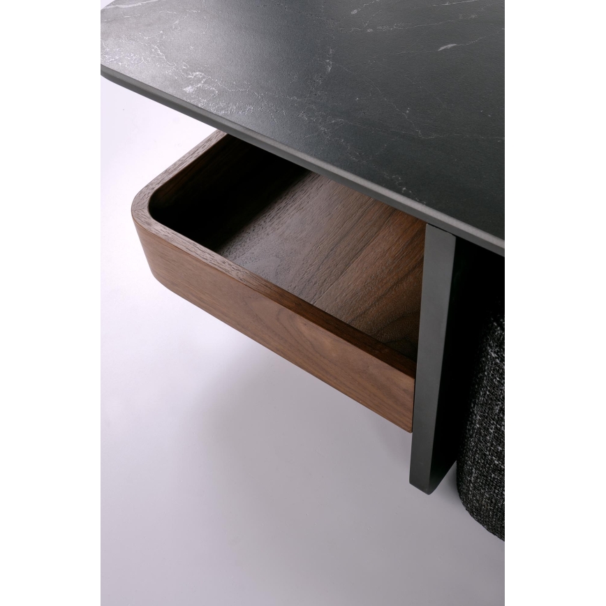 SET Couchtisch KORO 70x70 cm + 2x Hocker schwarz/braun