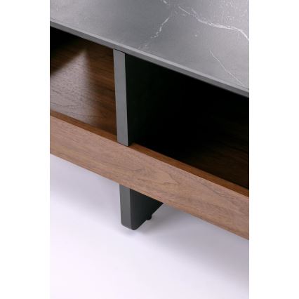 SET Couchtisch KORO 70x70 cm + 2x Hocker schwarz/braun