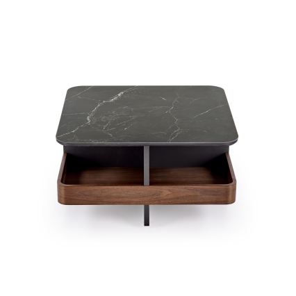 SET Couchtisch KORO 70x70 cm + 2x Hocker schwarz/braun
