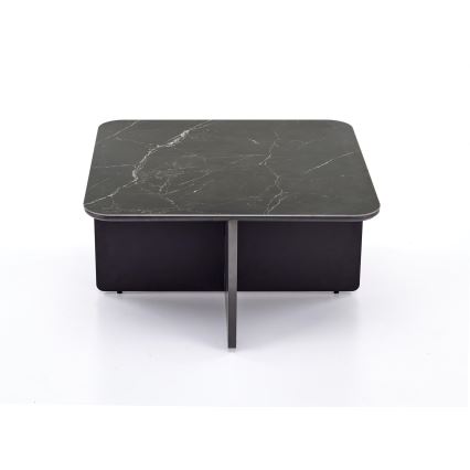 SET Couchtisch KORO 70x70 cm + 2x Hocker schwarz/braun