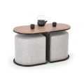 SET Couchtisch NILDO 90x45 cm + 2x Hocker braun/grau