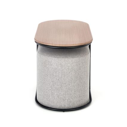 SET Couchtisch NILDO 90x45 cm + 2x Hocker braun/grau