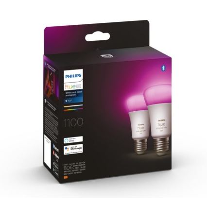 SET - Dimmbarer LED-RGBW-Streifen Philips Hue WHITE AND COLOR AMBIANCE 2m LED/20W/230V + 2x Dimmbare LED-Glühbirne Philips A60 E27/9W/230V 2000-6500K