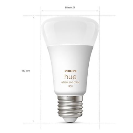 SET - Dimmbarer LED-RGBW-Streifen Philips Hue WHITE AND COLOR AMBIANCE 2m LED/20W/230V + 2x Dimmbare LED-Glühbirne Philips A60 E27/9W/230V 2000-6500K