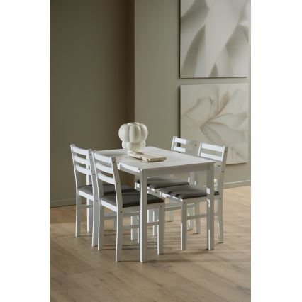 SET Esstisch + 4x Stühle EMILY, weiß