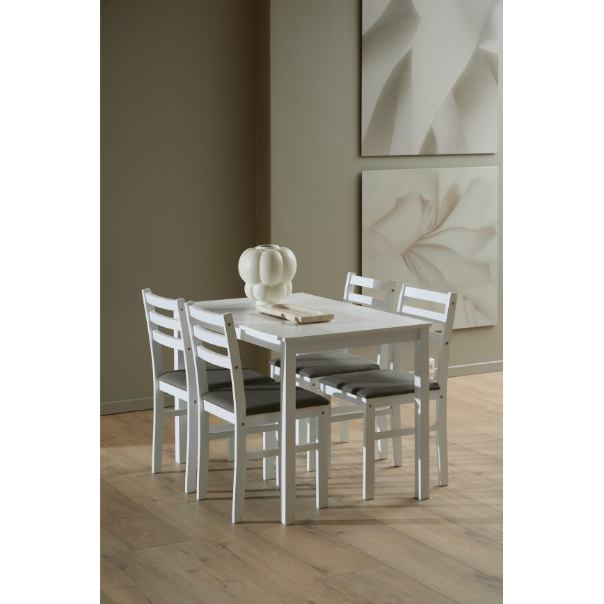 SET Esstisch + 4x Stühle EMILY, weiß