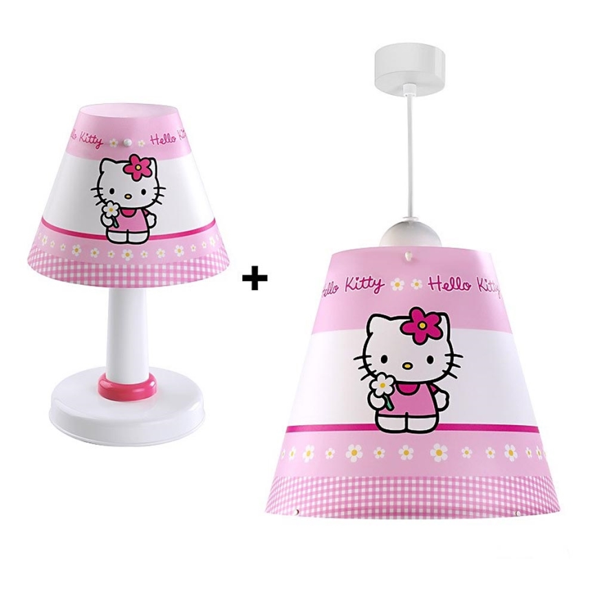 Set Kinder Kronleuchter + Tischlampe HELLO KITTY E27/60W