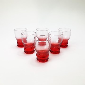 Set mit 6 klaren Likörgläsern in Rot