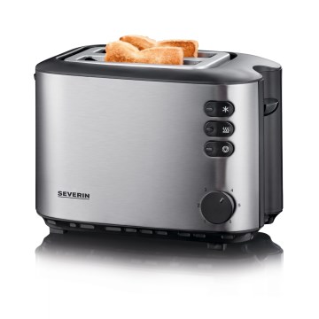 Severin AT 2514 - Toaster mit 2 Schlitzen, 850 W/230 V, Edelstahl/Schwarz