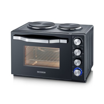 Severin TO 2074 - Heißluftofen mit Grill und Kochplatten 2500W/230V 30 l schwarz