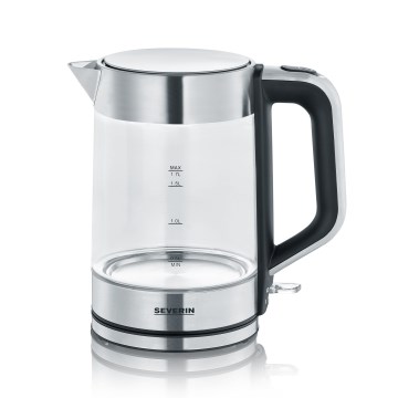 Severin WK 3420 - Schnellkochender Wasserkocher 1,7 l, 2200 W/230 V, Edelstahl/Glas