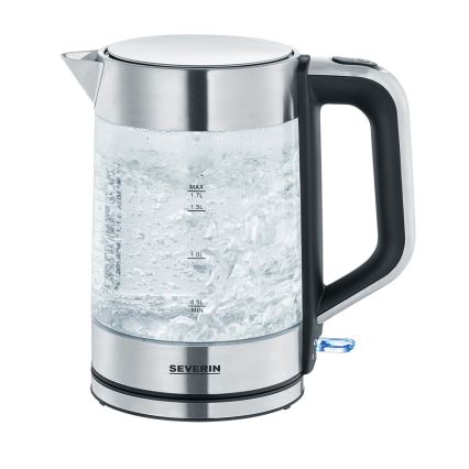Severin WK 3420 - Schnellkochender Wasserkocher 1,7 l, 2200 W/230 V, Edelstahl/Glas