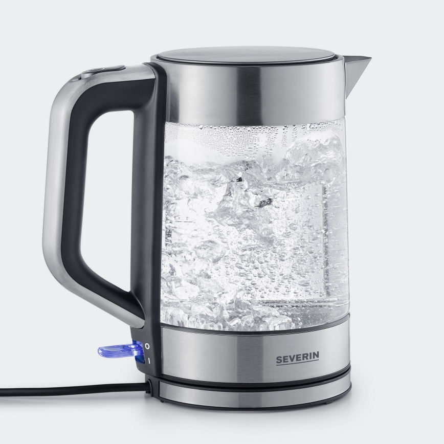 Severin WK 3420 - Wasserkocher 1,7 l, 2200 W/230 V, Edelstahl/Glas