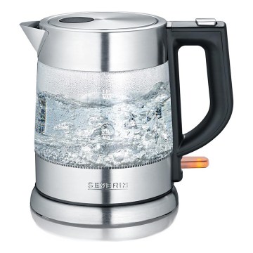 Severin WK 3468 - Wasserkocher 1 l, 2200 W/230 V, Edelstahl/Glas