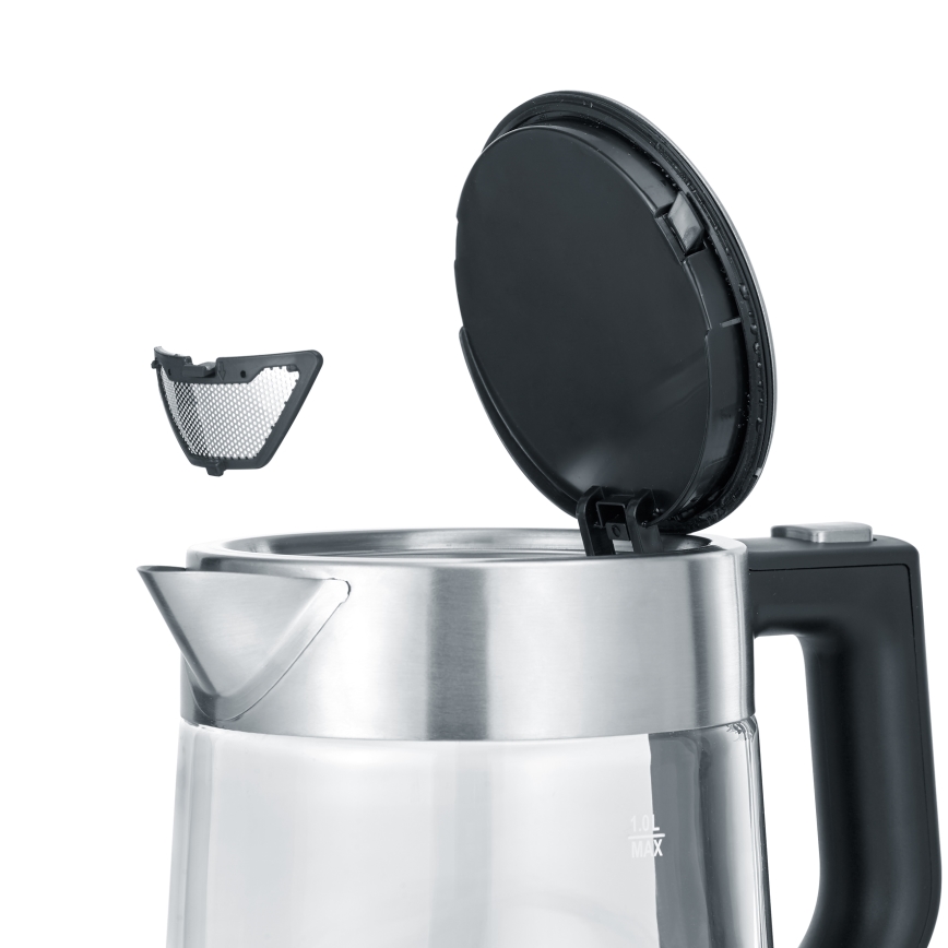 Severin WK 3468 - Wasserkocher 1 l, 2200 W/230 V, Edelstahl/Glas