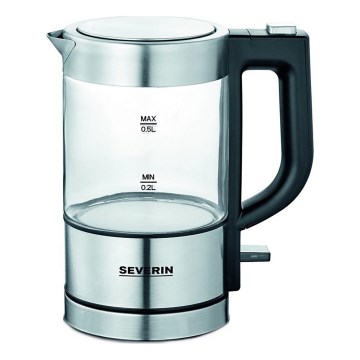 Severin WK 3472 - Schnellkochender Wasserkocher 0,5 l, 1100 W/230 V, Edelstahl/Glas