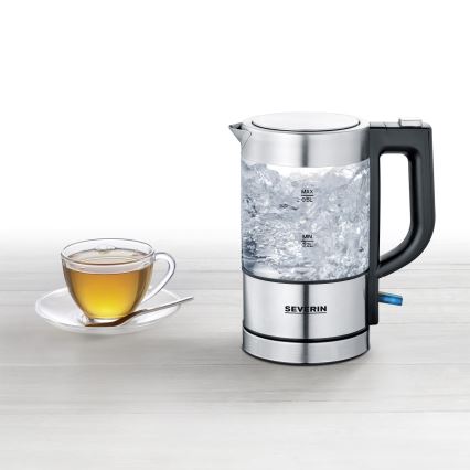 Severin WK 3472 - Schnellkochender Wasserkocher 0,5 l, 1100 W/230 V, Edelstahl/Glas