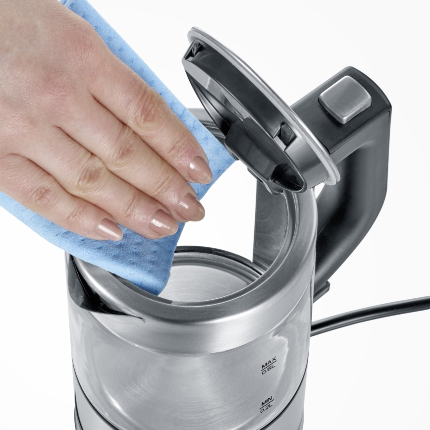 Severin WK 3472 - Schnellkochender Wasserkocher 0,5 l, 1100 W/230 V, Edelstahl/Glas