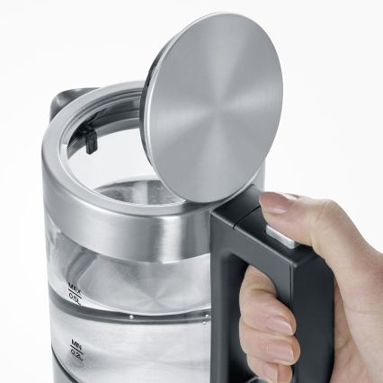 Severin WK 3472 - Schnellkochender Wasserkocher 0,5 l, 1100 W/230 V, Edelstahl/Glas