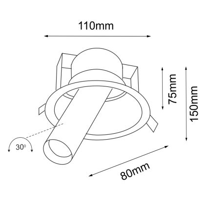 Shilo - Einbaustrahler 1xGU10/15W/230V Durchschn. 11 cm schwarz