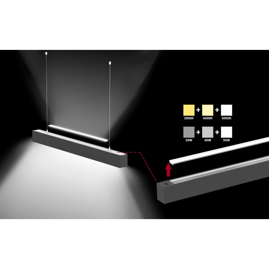 Sinclair - LED-Deckenleuchte LSM LED/40W/230V 3000K/4000K/5000K 120 cm schwarz