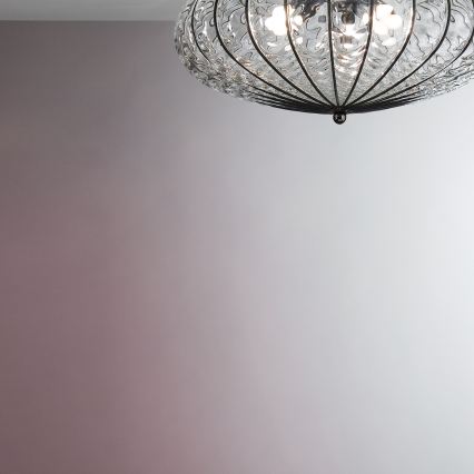 SIRU - Deckenleuchte ACCADEMIA 3xE27/60W/230V klar/schwarz Venezianisches Glas