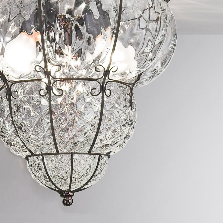 SIRU - Deckenleuchte CLASSIC 3xE14/40W/230V d 25 cm klar/schwarz Venezianisches Glas