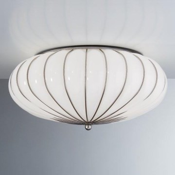 SIRU - Deckenleuchte GIOVE 3xE27/60W/230V d 48 cm matt Chrom/weiß Venezianisches Glas