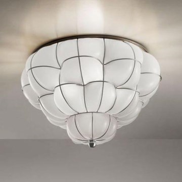 SIRU - Deckenleuchte POUFF 3xE27/60W/230V glänzendes Chrom/weiß Venezianisches Glas