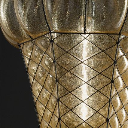 SIRU - Hängeleuchte an Kette BABÀ 1xE27/60W/230V d 30 cm beige/braun Venezianisches Glas