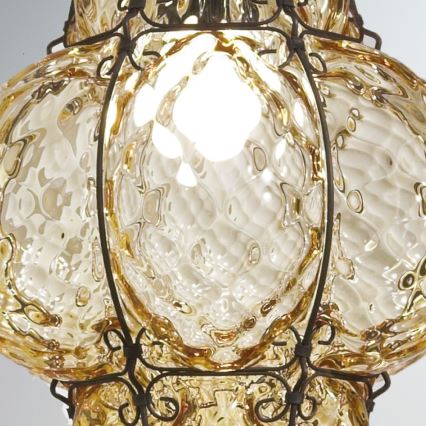 SIRU - Hängeleuchte an Kette CLASSIC 1xE27/60W/230V d 30 cm beige/schwarz Venezianisches Glas