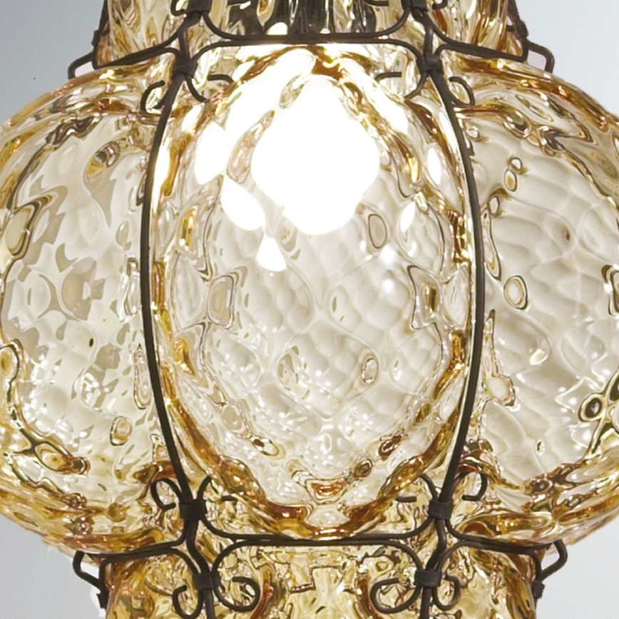 SIRU - Hängeleuchte an Kette CLASSIC 1xE27/60W/230V d 30 cm beige/schwarz Venezianisches Glas