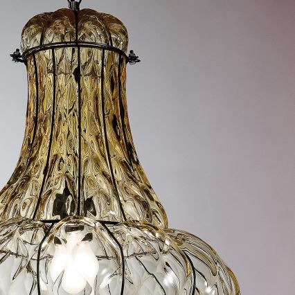 SIRU - Hängeleuchte an Kette DOGE 1xE27/60W/230V d 30 cm beige/schwarz Venezianisches Glas