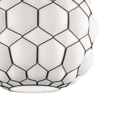 SIRU - Hängeleuchte an Schnur GALAPAGOS 1xE27/60W/230V schwarz/weiß Venezianisches Glas