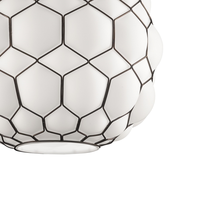 SIRU - Hängeleuchte an Schnur GALAPAGOS 1xE27/60W/230V schwarz/weiß Venezianisches Glas