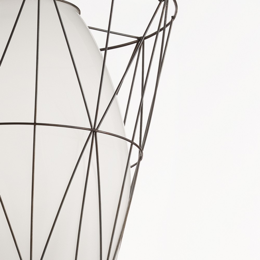 SIRU - Hängeleuchte an Schnur SEGNI 1xE27/60W/230V schwarz/weiß Venezianisches Glas