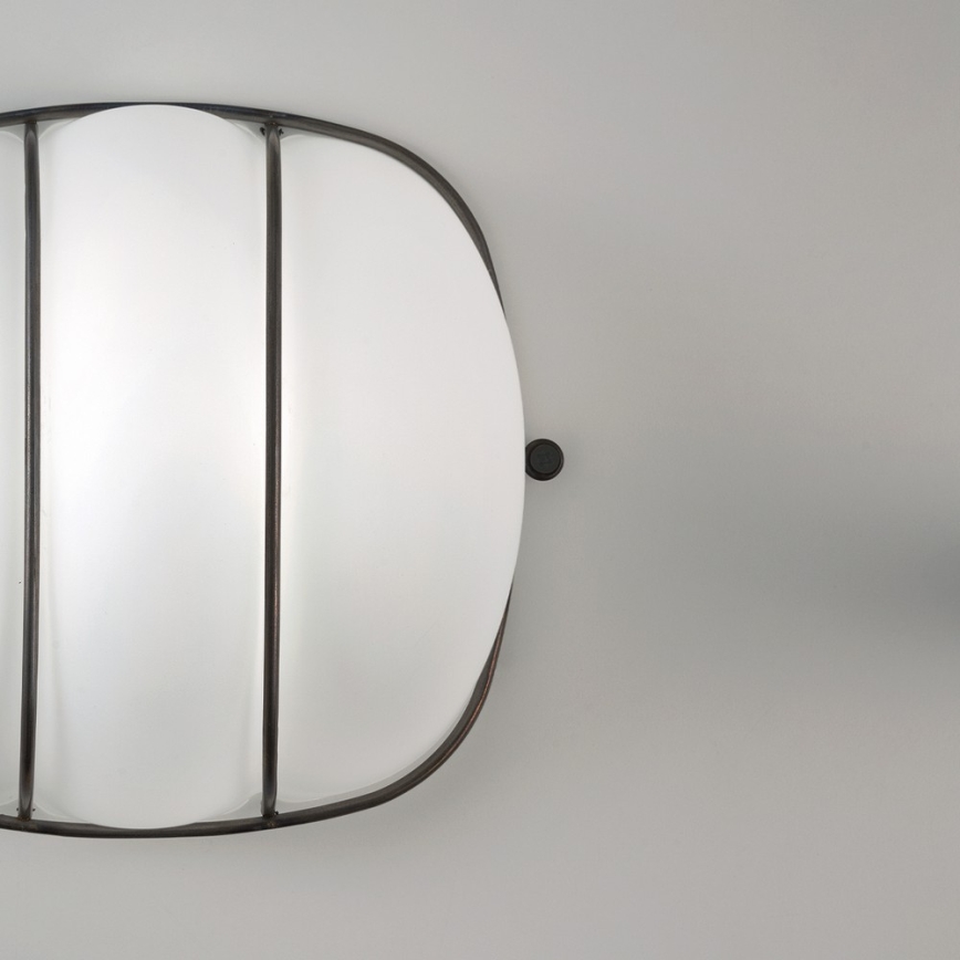 SIRU - Wandleuchte CAGE 1xGX53/10W/230V 20 cm schwarz/weiß Venezianisches Glas