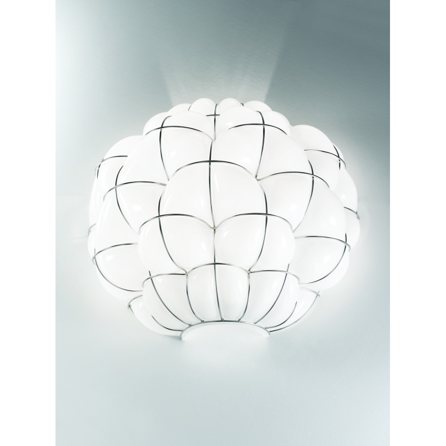 SIRU - Wandleuchte POUFF 1xE27/60W/230V glänzendes Chrom/weiß Venezianisches Glas