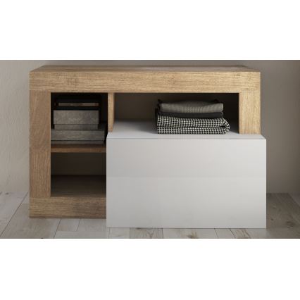 Sitzbank LENOR 91x209 cm, weiß/braun