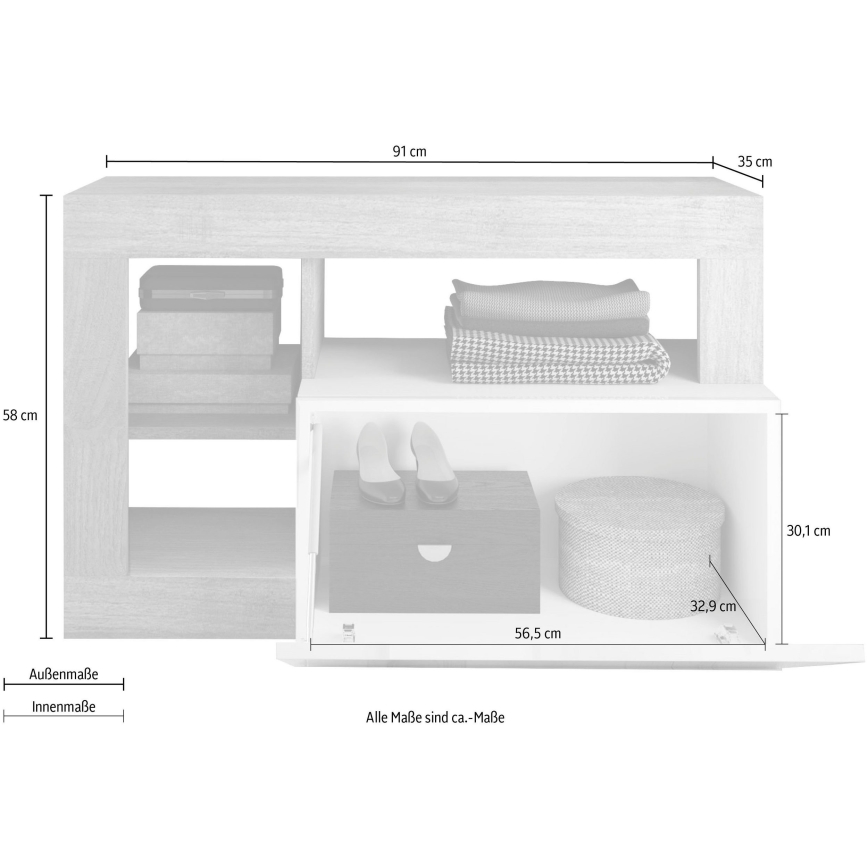 Sitzbank LENOR 91x209 cm, weiß/braun