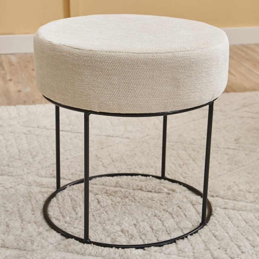 Sitzhocker JAVI Ø 40 cm, cremefarben