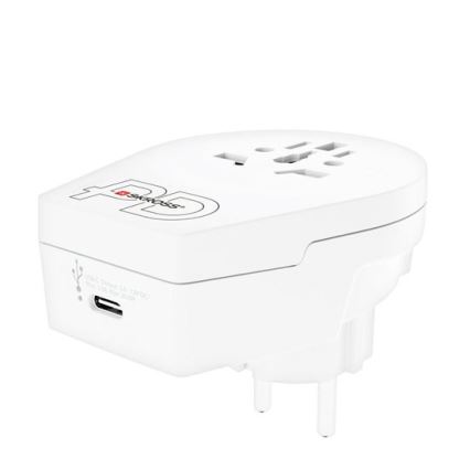 Reiseadapter Europe USB C20PD – ideal für internationale Reisende in der Tschechischen Republik, USB‑C 20W, Typ E/F