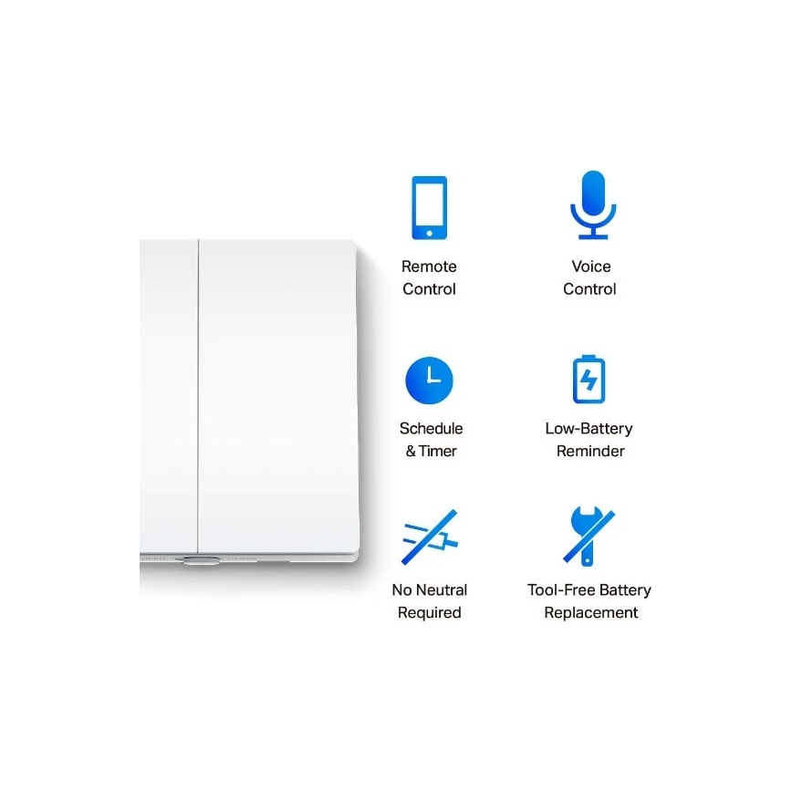 Smart-Lichtschalter, 2 Tasten, Betrieb mit 2×AAA-Batterien