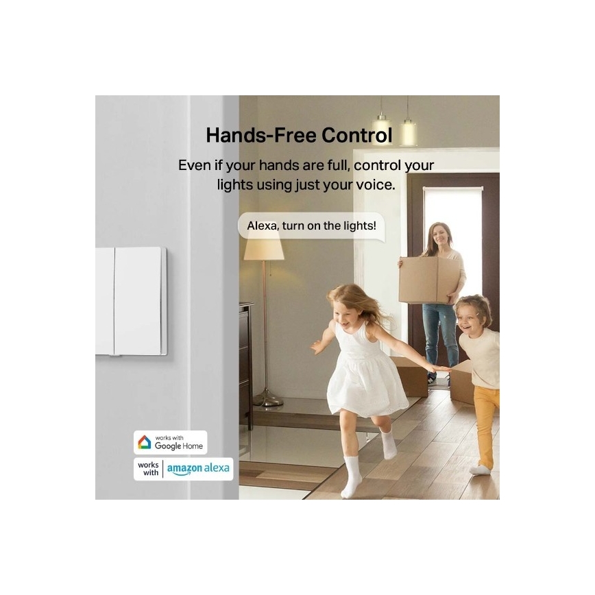 Smart-Lichtschalter, 2 Tasten, Betrieb mit 2×AAA-Batterien