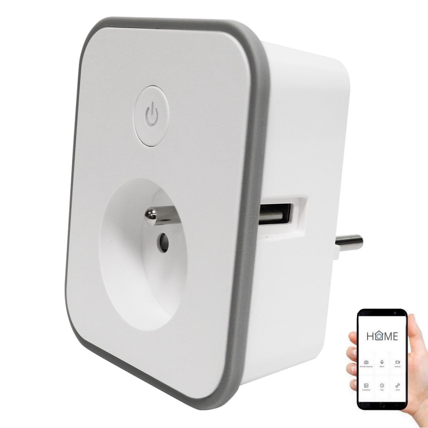 Smart-Steckdose mit Verbrauchsmessung 3680W/230V + 2xUSB/12W/5V Wi-Fi