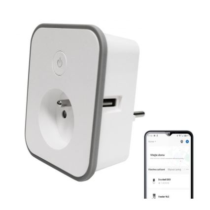 Smart-Steckdose mit Verbrauchsmessung 3680W/230V + 2xUSB/12W/5V Wi-Fi