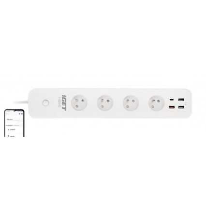 Smart-Steckdosenleiste mit Schalter 1,5 m 4Z + 4xUSB Wi-Fi