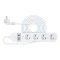 Smart-Verlängerungskabel mit Schalter 4Z Typ E + 2x USB-A + 1x USB-C 1,5m Wi-Fi Tuya weiß