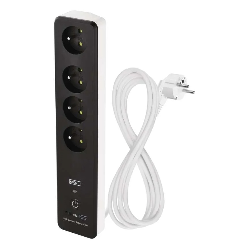 Smart-Verlängerungskabel mit Schalter GoSmart 4Z + 1xUSB-A + 1xUSB-C 2 m Wi-Fi Tuya