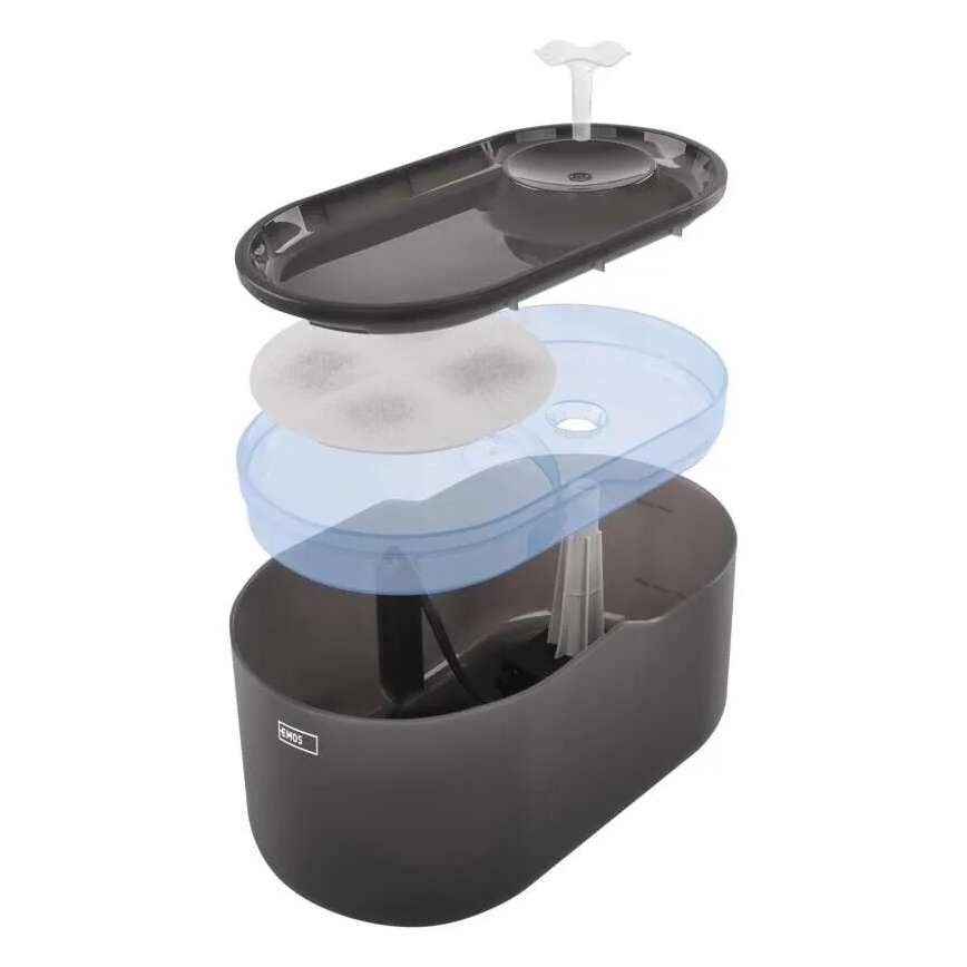 Smart-Wasserbrunnen für Haustiere 2,6 l/5V grau Wi-Fi